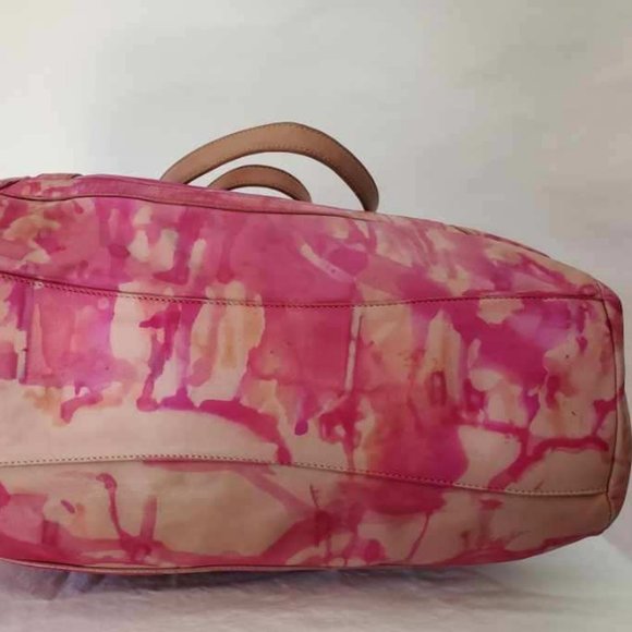 Prada XL bag beige peach Pink orange Leather double handle Tote tie dyed edition - Picture 5 of 16